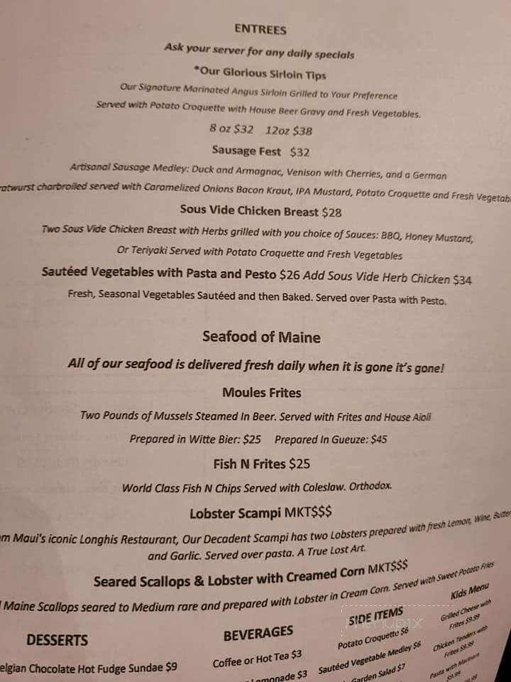 Ebenezer's Restaurant & Pub - Lovell, ME menu_pic