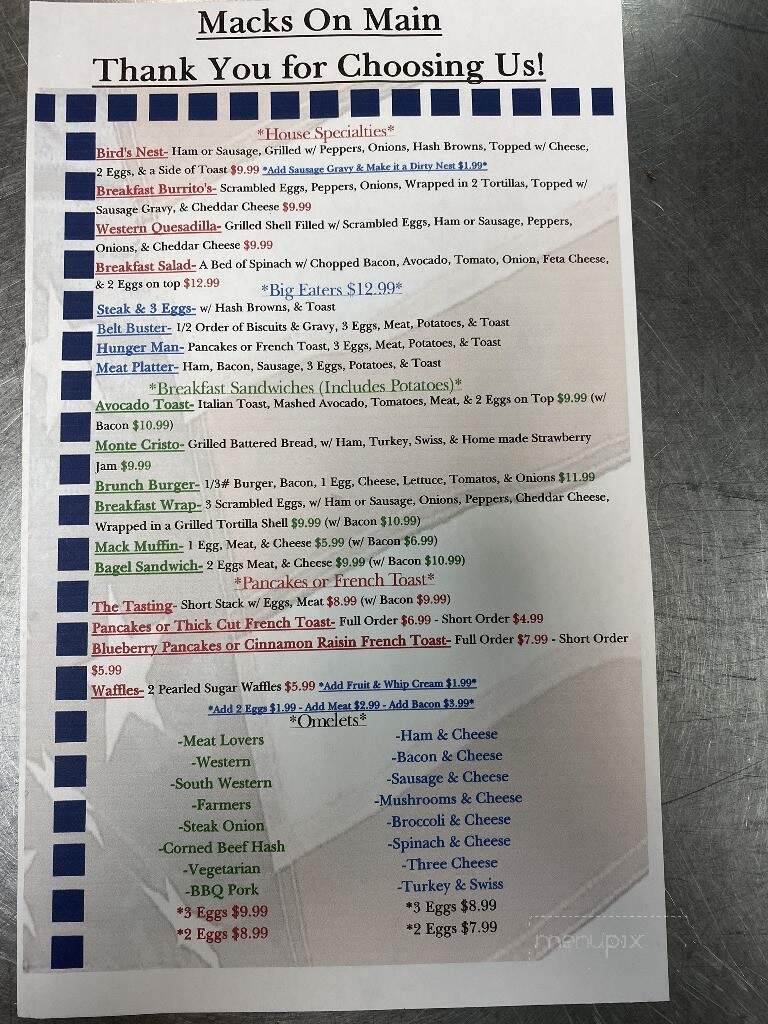 Mack's Menu Family Restaurant - Gladwin, MI menu_pic
