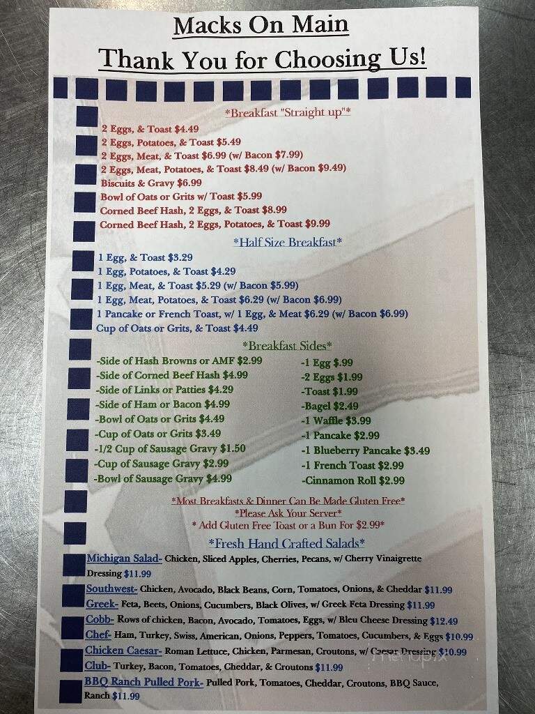 Mack's Menu Family Restaurant - Gladwin, MI menu_pic