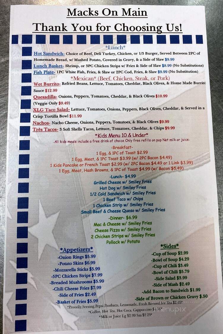 Mack's Menu Family Restaurant - Gladwin, MI menu_pic