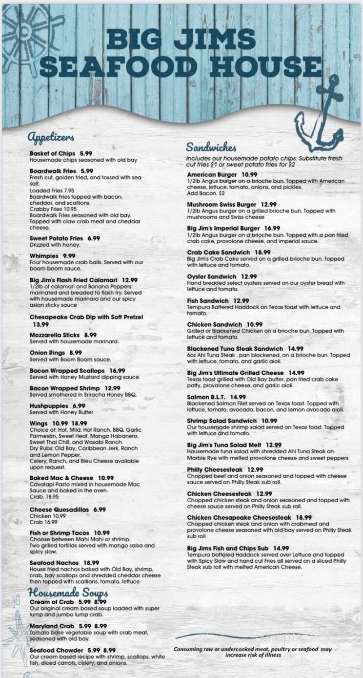 Big Jim's Seafood House - East York, PA menu_pic