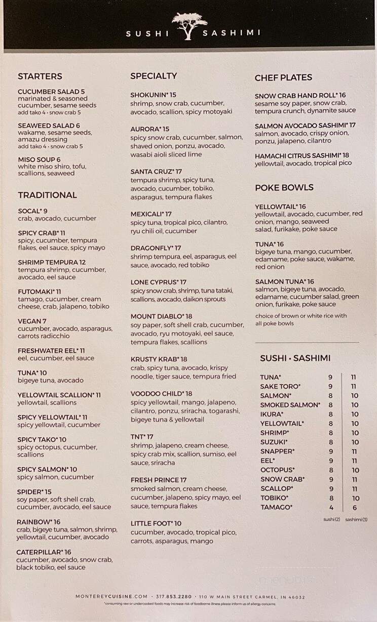 Monterey Cuisine - Carmel, IN menu_pic