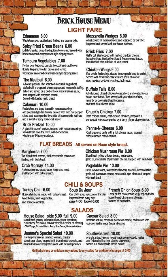 Brick House Pub and Grille - Mays Landing, NJ menu_pic