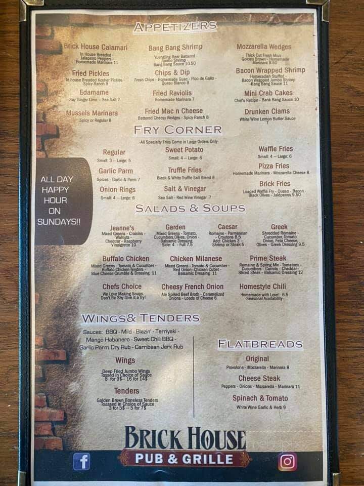 Brick House Pub and Grille - Mays Landing, NJ menu_pic