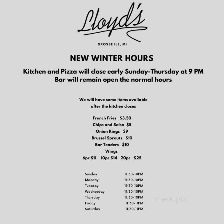 Lloyd's Bar & Grill - Grosse Ile, MI menu_pic