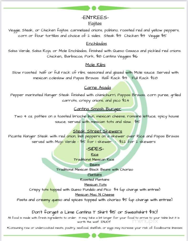 Lime Cantina - Cedarburg, WI menu_pic