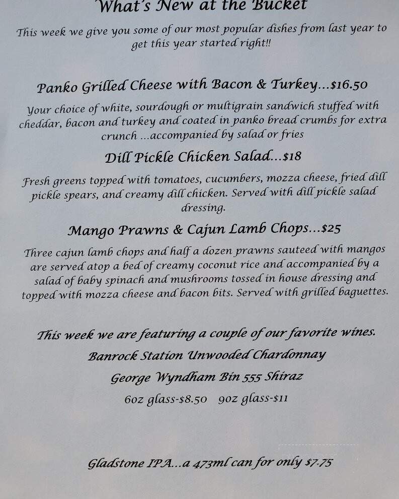 Clam Bucket Restaurant - Port Alberni, BC menu_pic