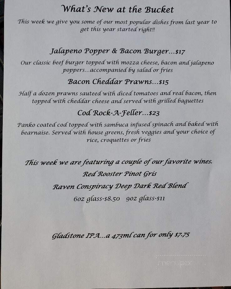 Clam Bucket Restaurant - Port Alberni, BC menu_pic