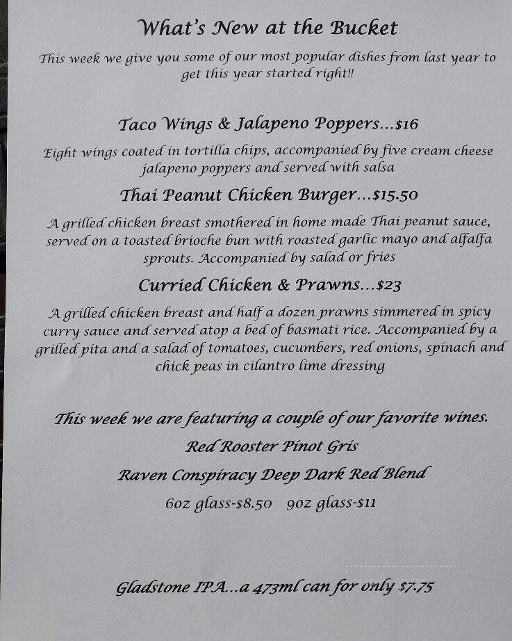 Clam Bucket Restaurant - Port Alberni, BC menu_pic