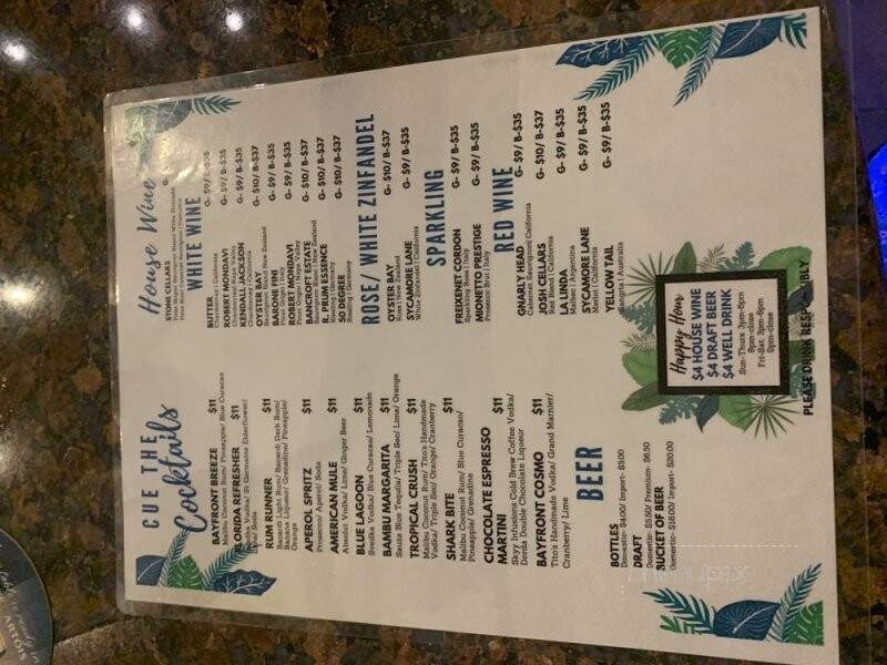 Bambu Tropical Bar and Grille - Naples, FL menu_pic