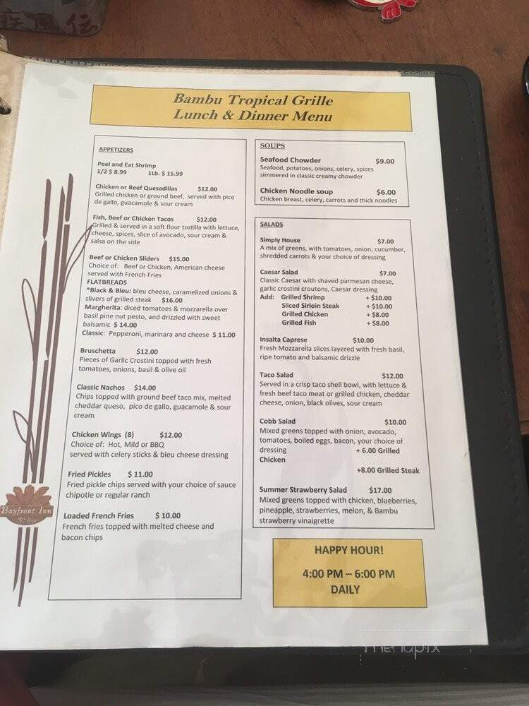 Bambu Tropical Bar and Grille - Naples, FL menu_pic