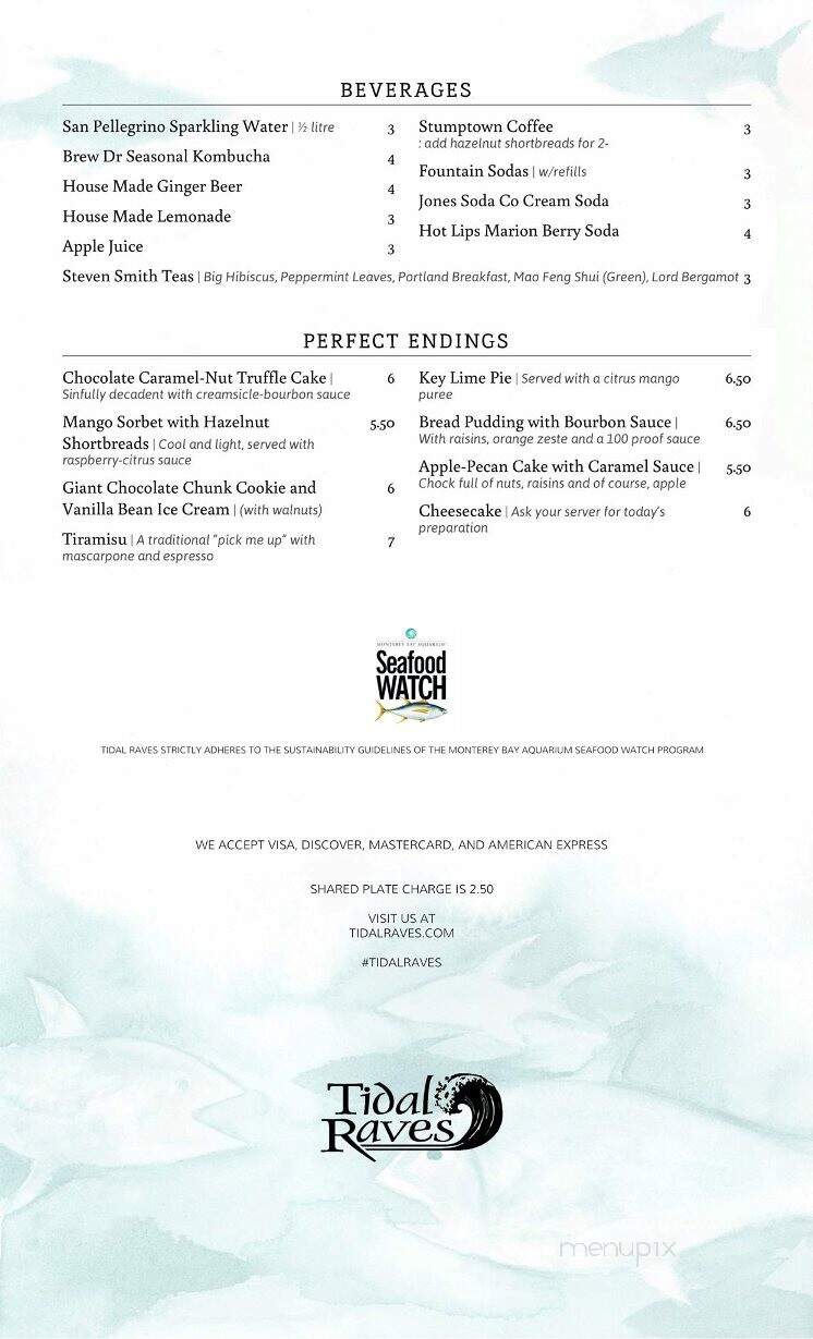 Tidal Raves Seafood Grill - Depoe Bay, OR menu_pic