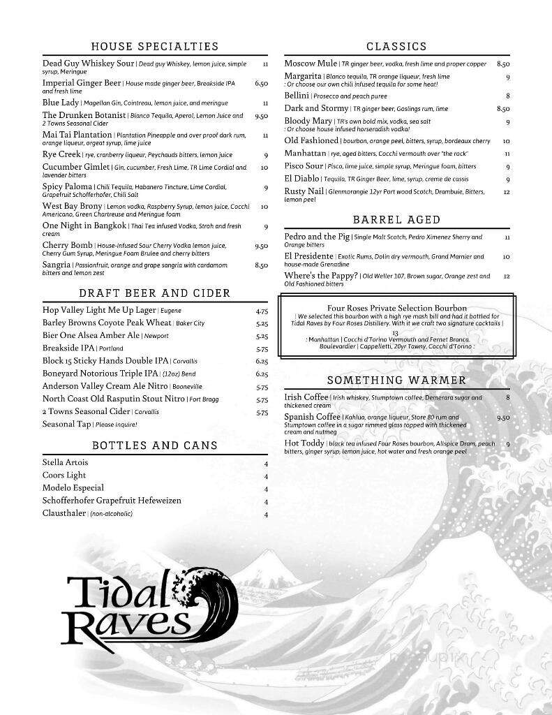 Tidal Raves Seafood Grill - Depoe Bay, OR menu_pic