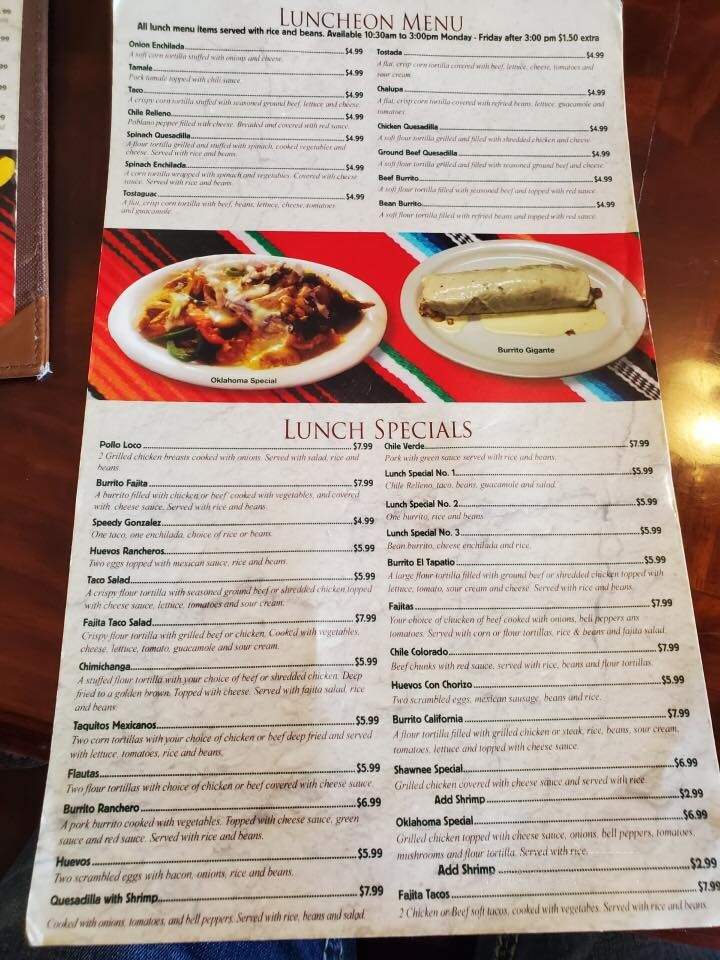El Tapatio - Okmulgee, OK menu_pic