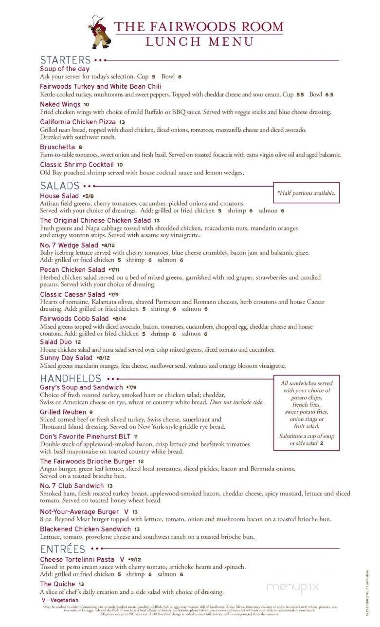 Fairwoods On 7 - Pinehurst, NC menu_pic