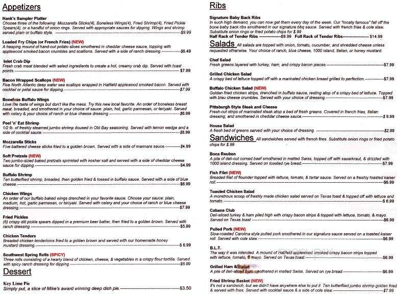 Greg's Cabana Bar & Grill - Murrells Inlet, SC menu_pic