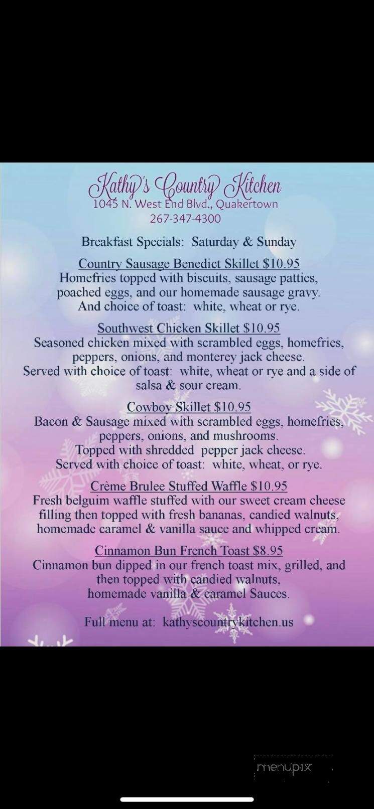 Kathy's Country Kitchen - Quakertown, PA menu_pic