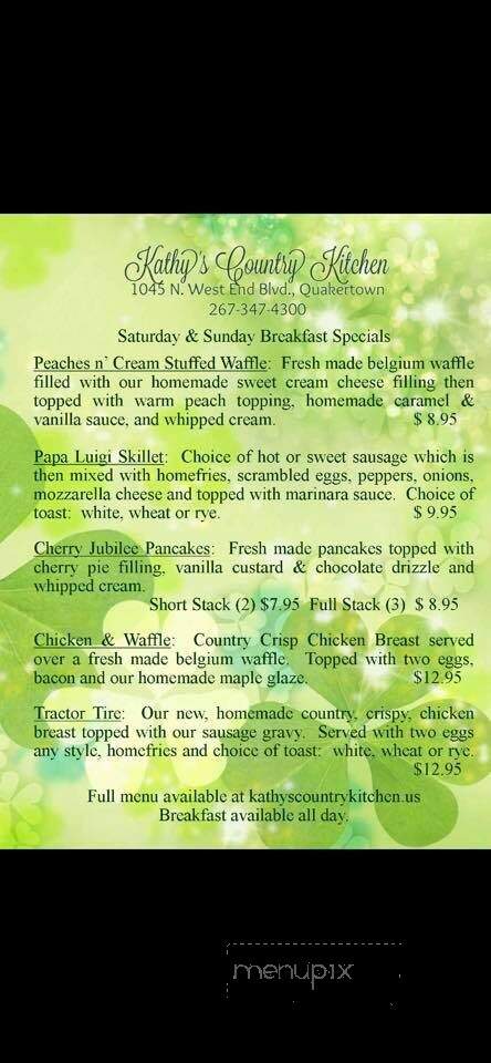 Kathy's Country Kitchen - Quakertown, PA menu_pic