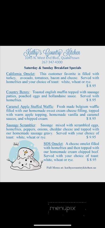 Kathy's Country Kitchen - Quakertown, PA menu_pic