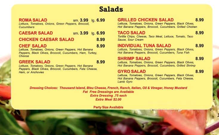 Roma Pizza & Italian Restaurant - Rogersville, TN menu_pic
