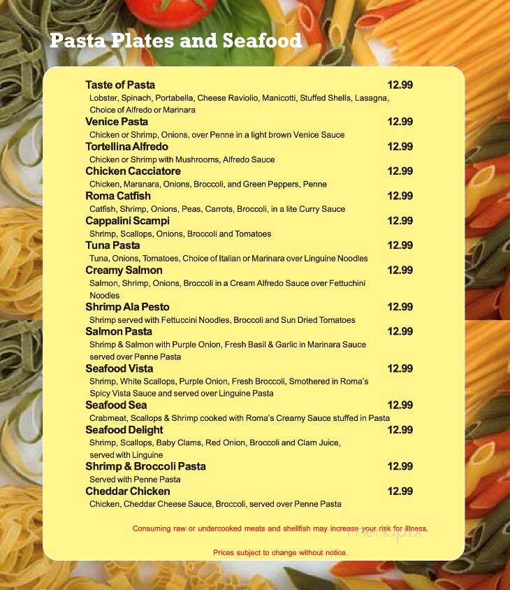 Roma Pizza & Italian Restaurant - Rogersville, TN menu_pic
