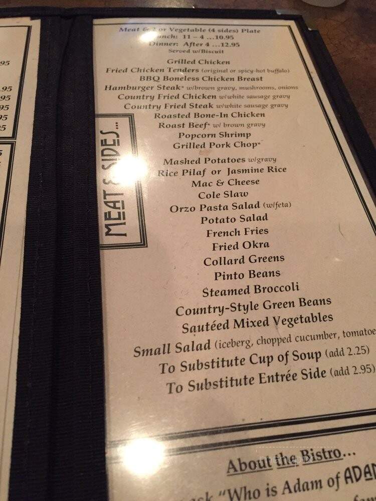 Adams Bistro - Greenville, SC menu_pic