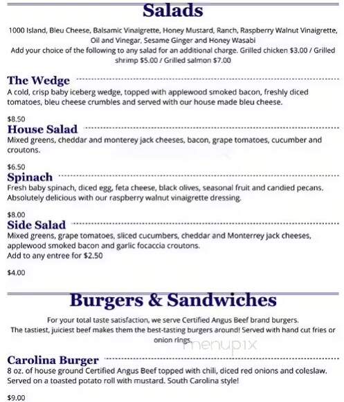 Bowen's Landing - Spartanburg, SC menu_pic