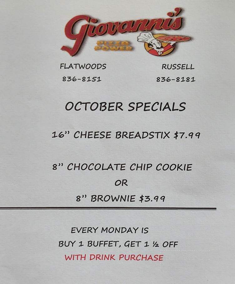Giovanni's Pizza - Flatwoods, KY menu_pic