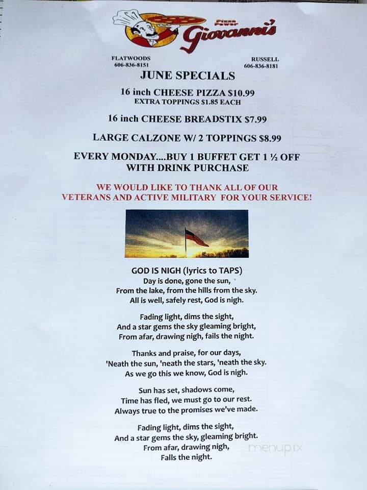 Giovanni's Pizza - Flatwoods, KY menu_pic