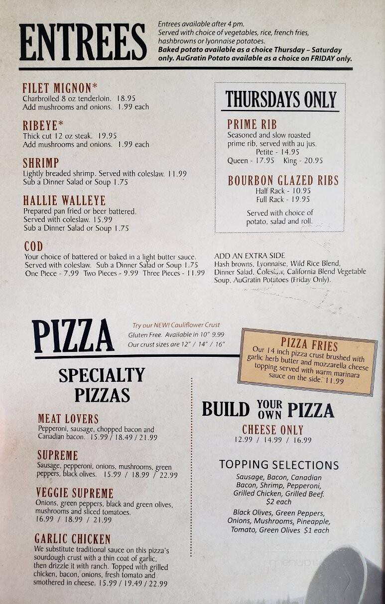 Lake Hallie Golf Course - Chippewa Falls, WI menu_pic
