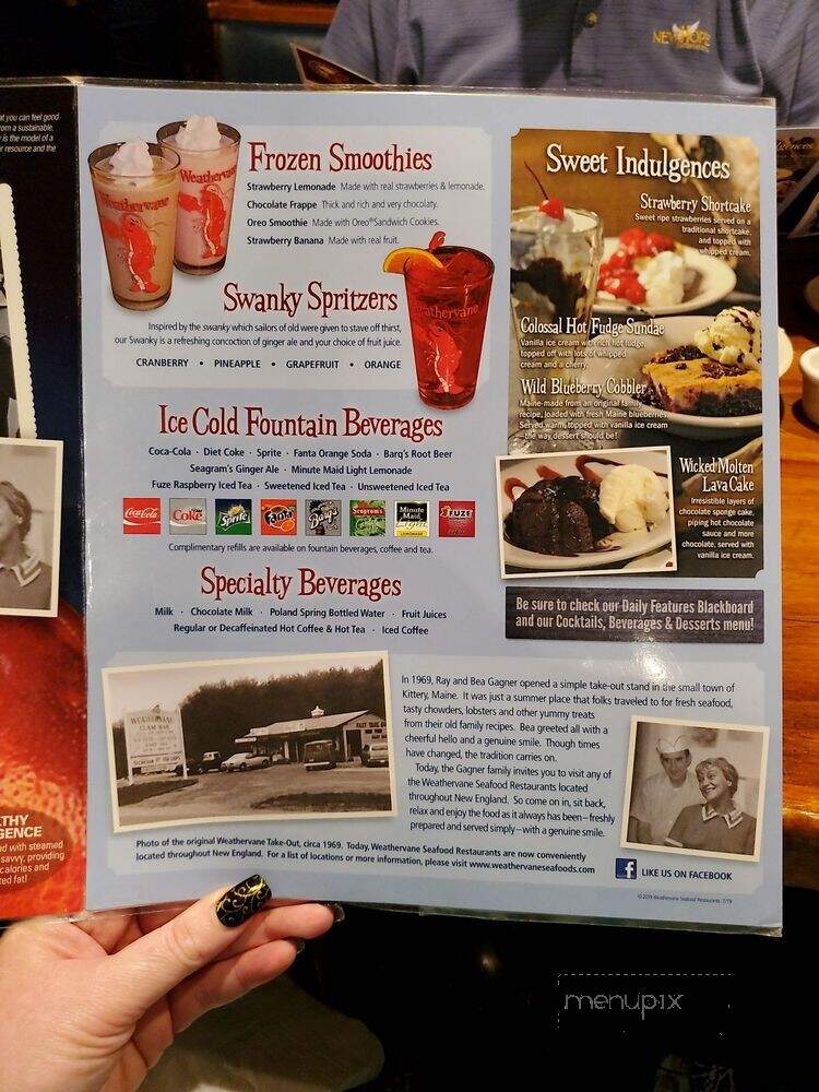 Weathervane Seafood Restaurant - West Lebanon, NH menu_pic