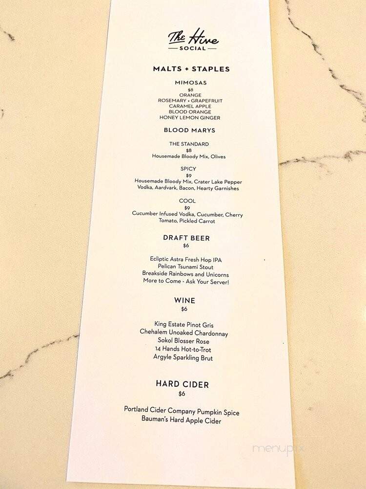 The Hive Social - Oregon City, OR menu_pic