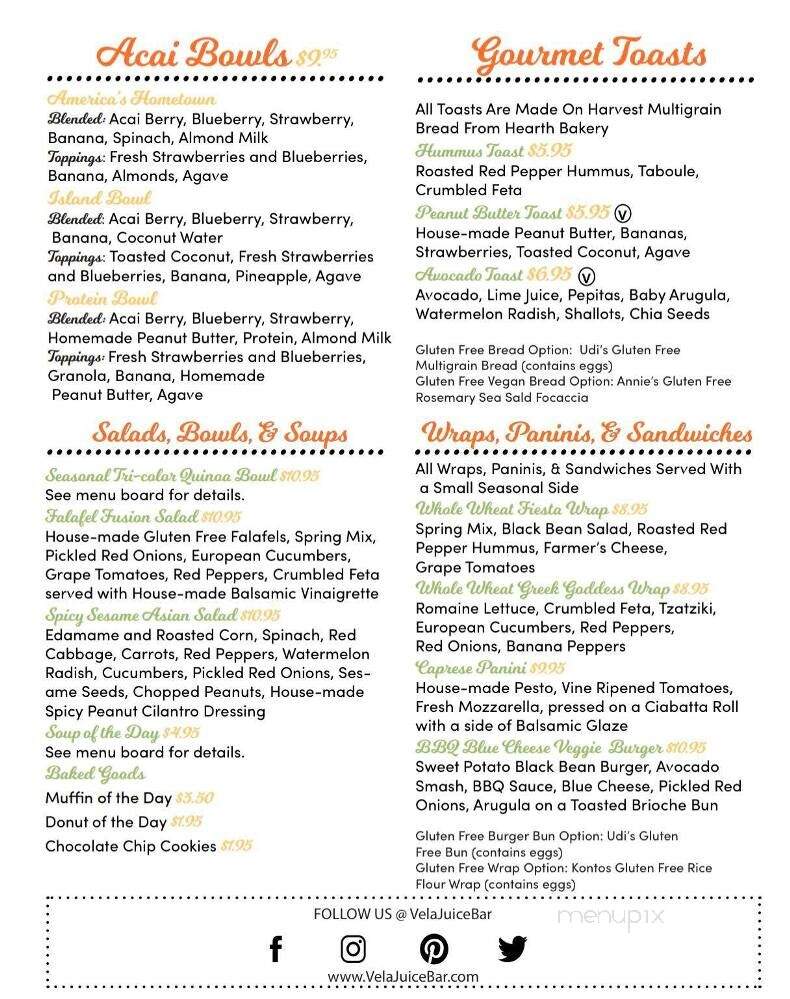 Vela Juice Bar - Plymouth, MA menu_pic