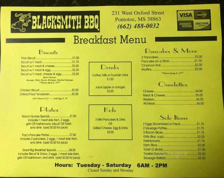Blacksmith BBQ - Pontotoc, MS menu_pic