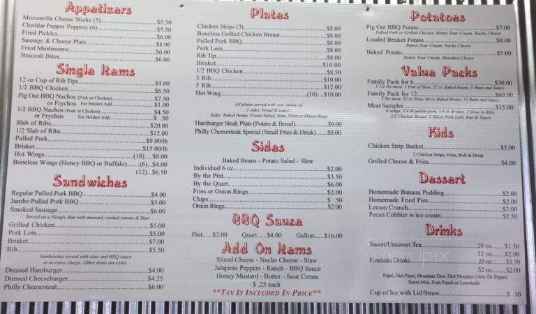 Blacksmith BBQ - Pontotoc, MS menu_pic