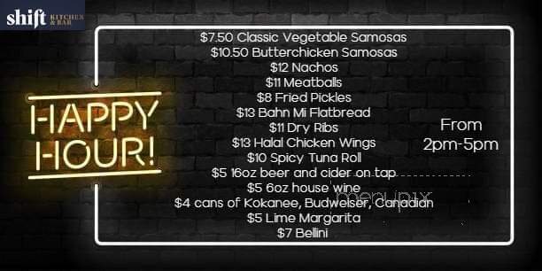 Shift Kitchen & Tapas Bar - Sechelt, BC menu_pic