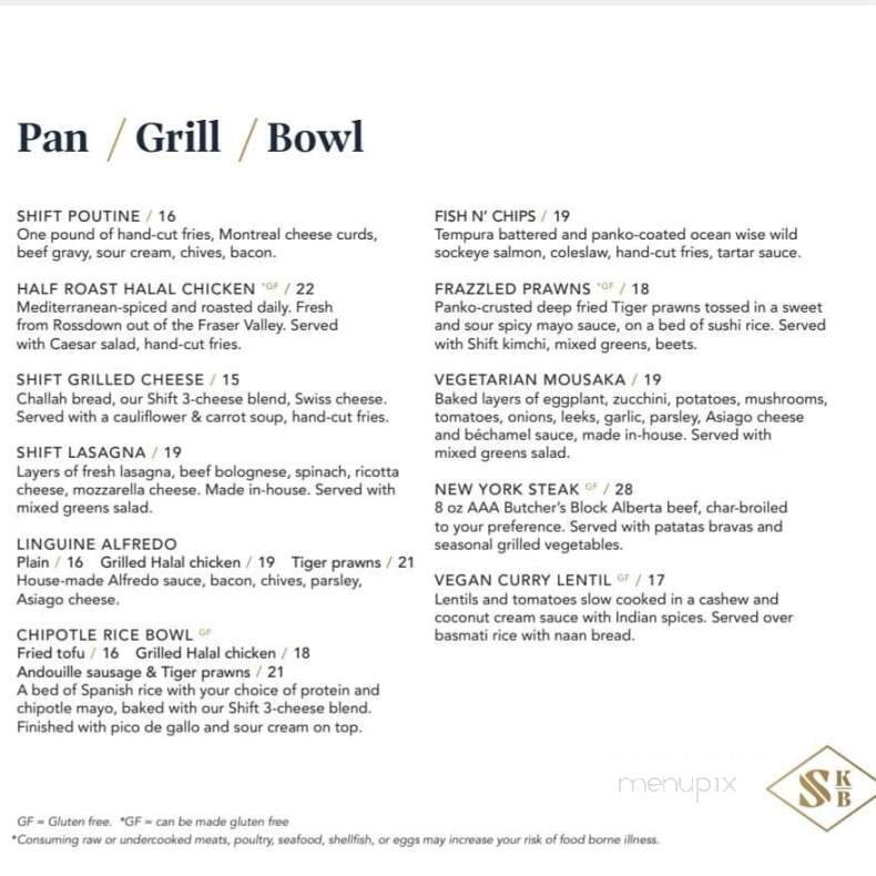 Shift Kitchen & Tapas Bar - Sechelt, BC menu_pic