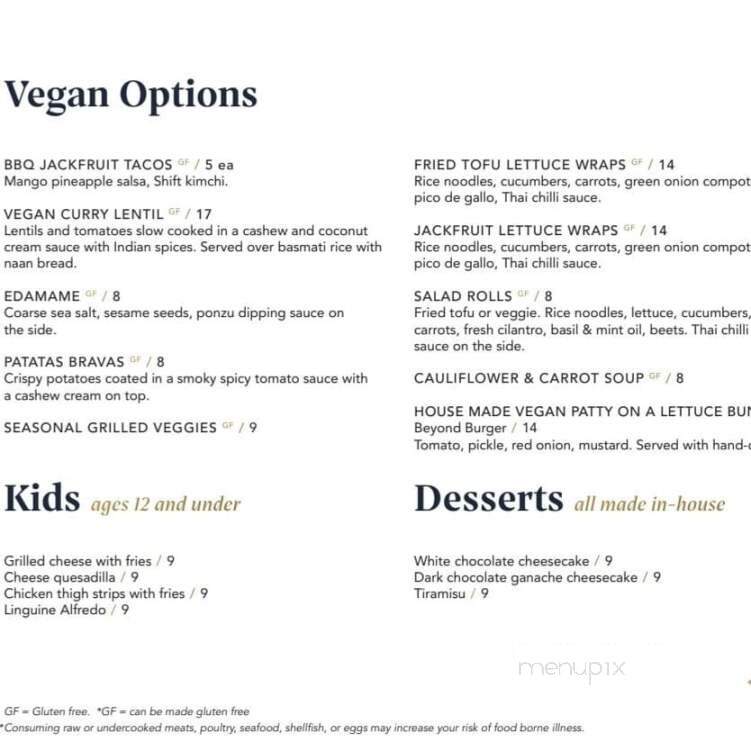 Shift Kitchen & Tapas Bar - Sechelt, BC menu_pic