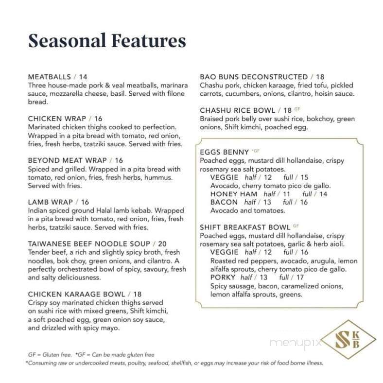 Shift Kitchen & Tapas Bar - Sechelt, BC menu_pic