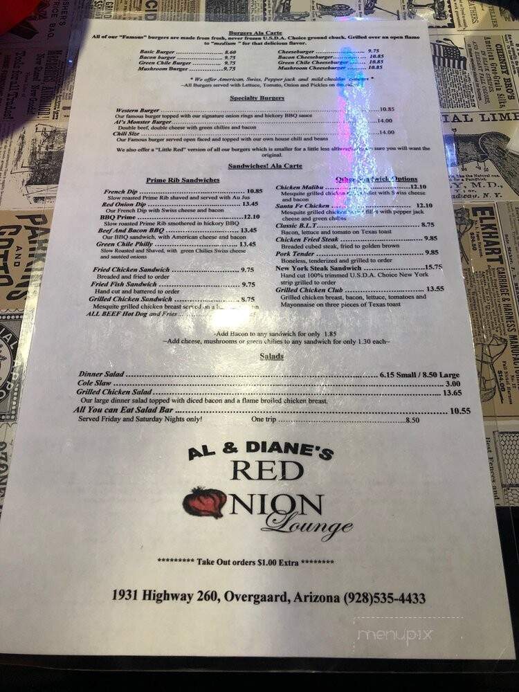 Red Onion Bar & Grill - Heber, AZ menu_pic