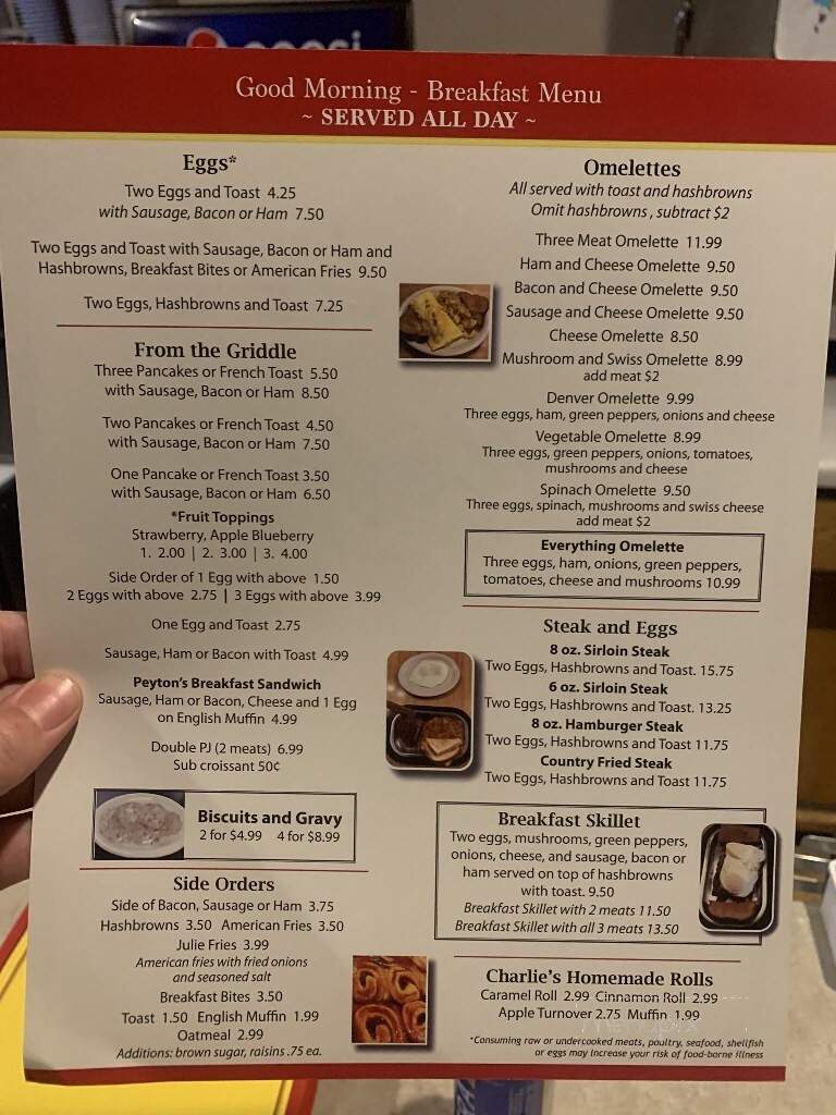 Charlie's Cafe - Freeport, MN menu_pic