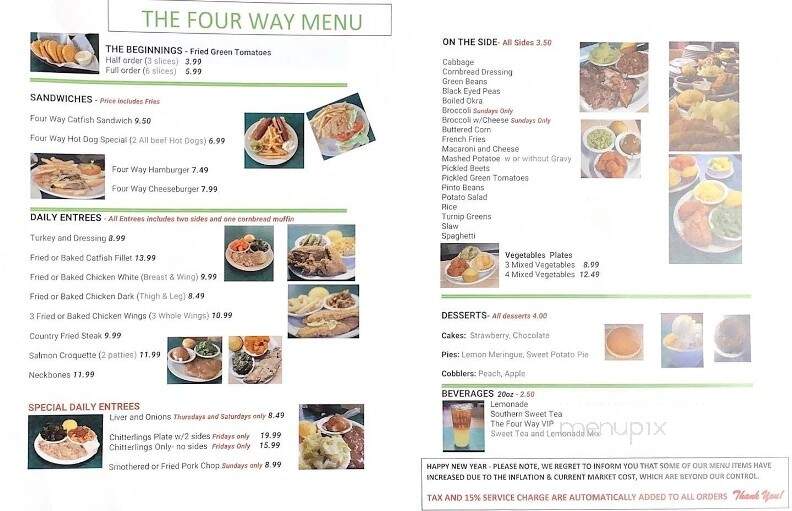 Four Way Restaurant - Memphis, TN menu_pic