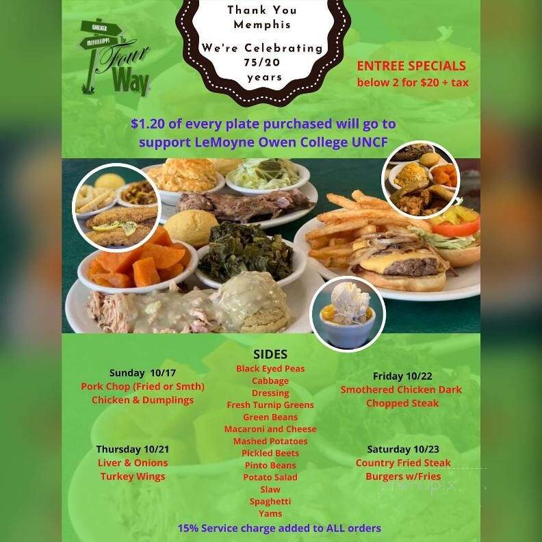Four Way Restaurant - Memphis, TN menu_pic
