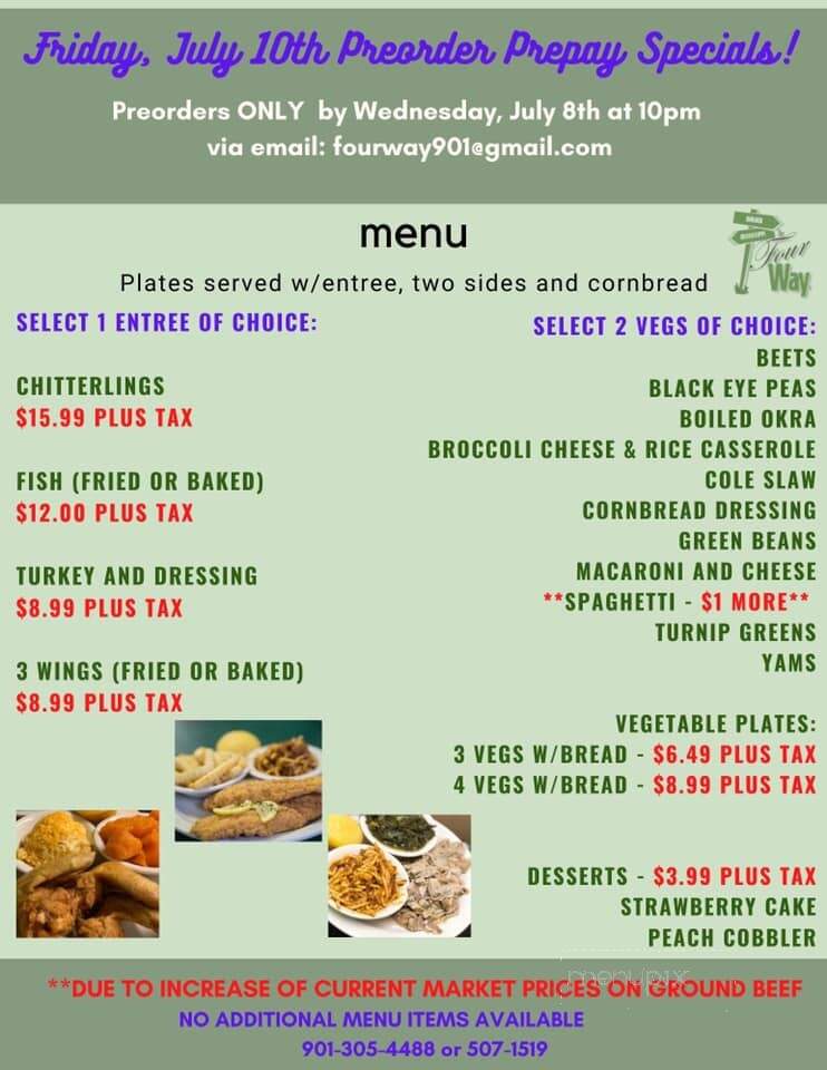 Four Way Restaurant - Memphis, TN menu_pic