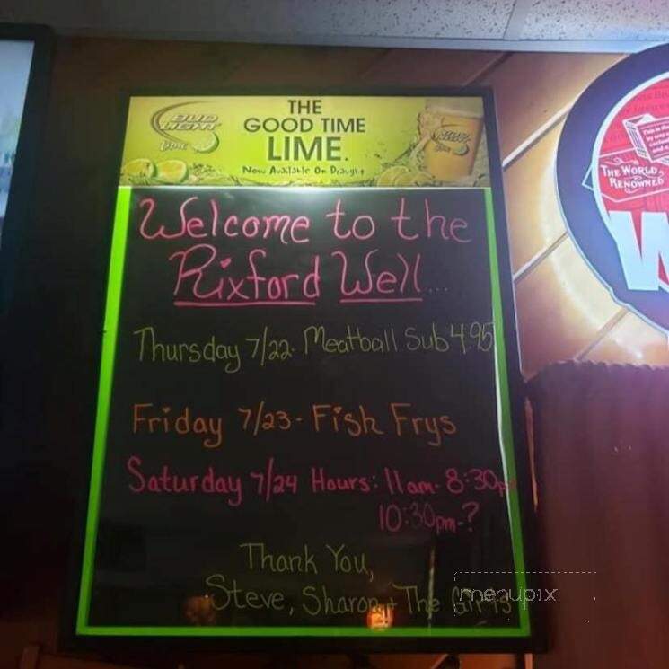 Rixford Well Bar & Grill - Rixford, PA menu_pic