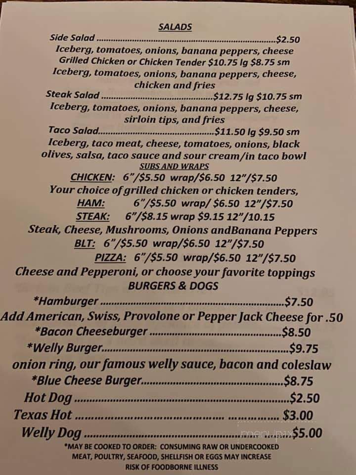 Rixford Well Bar & Grill - Rixford, PA menu_pic