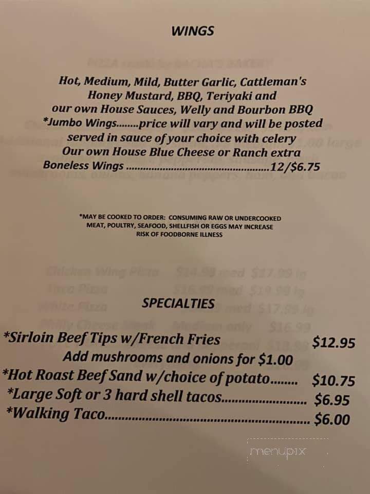 Rixford Well Bar & Grill - Rixford, PA menu_pic
