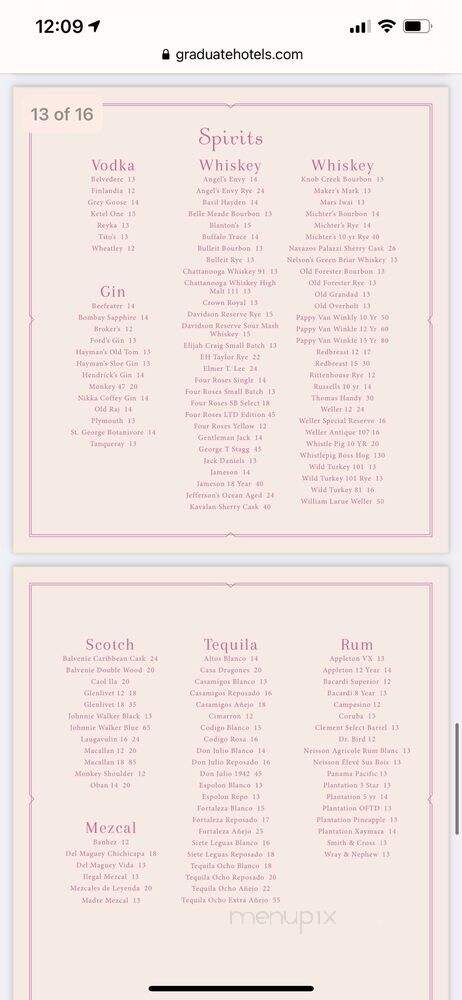 White Limozeen - Nashville, TN menu_pic