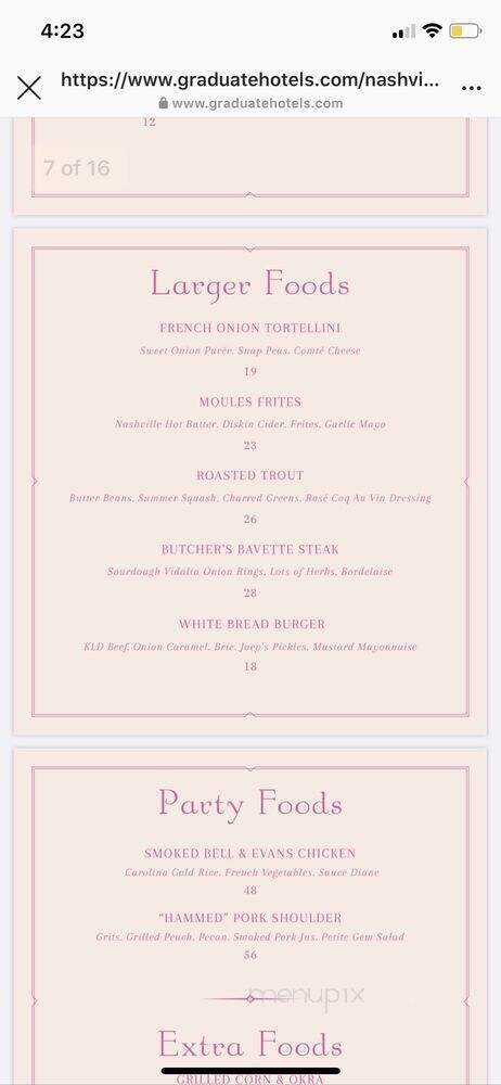 White Limozeen - Nashville, TN menu_pic