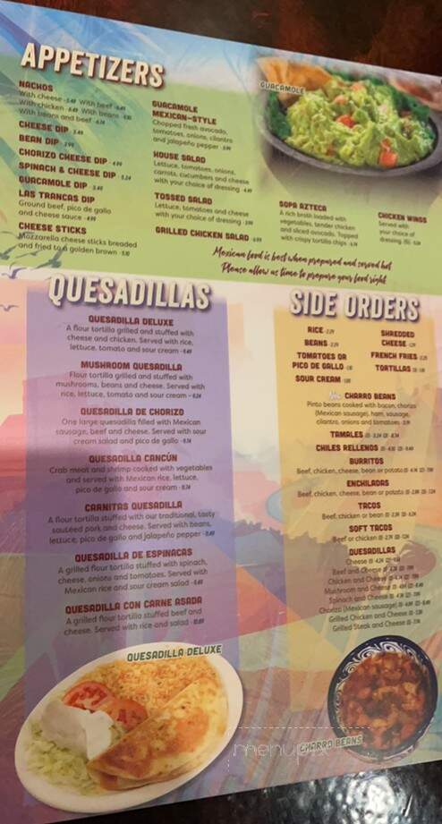 Las Trancas - Ripley, WV menu_pic